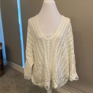 POL Ivory Textured Knit Sweater open weave 0040